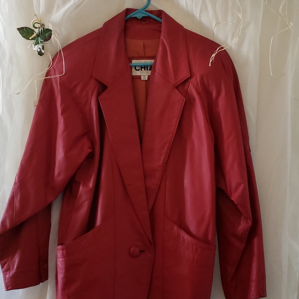 Red leather jacket